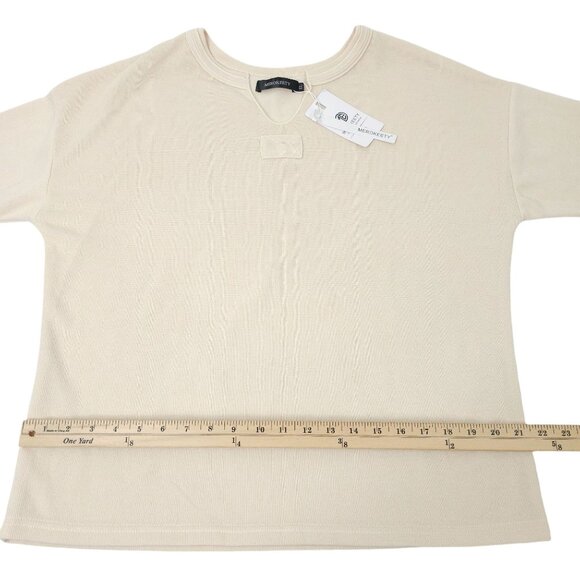 Cream Pullover Top Sweater Women XL NWT Cuffed Long Sleeve Casual Knit Merokeet - Picture 8 of 13